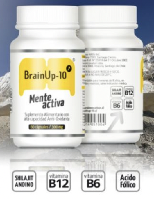 frasco de suplemento Brain Up 10